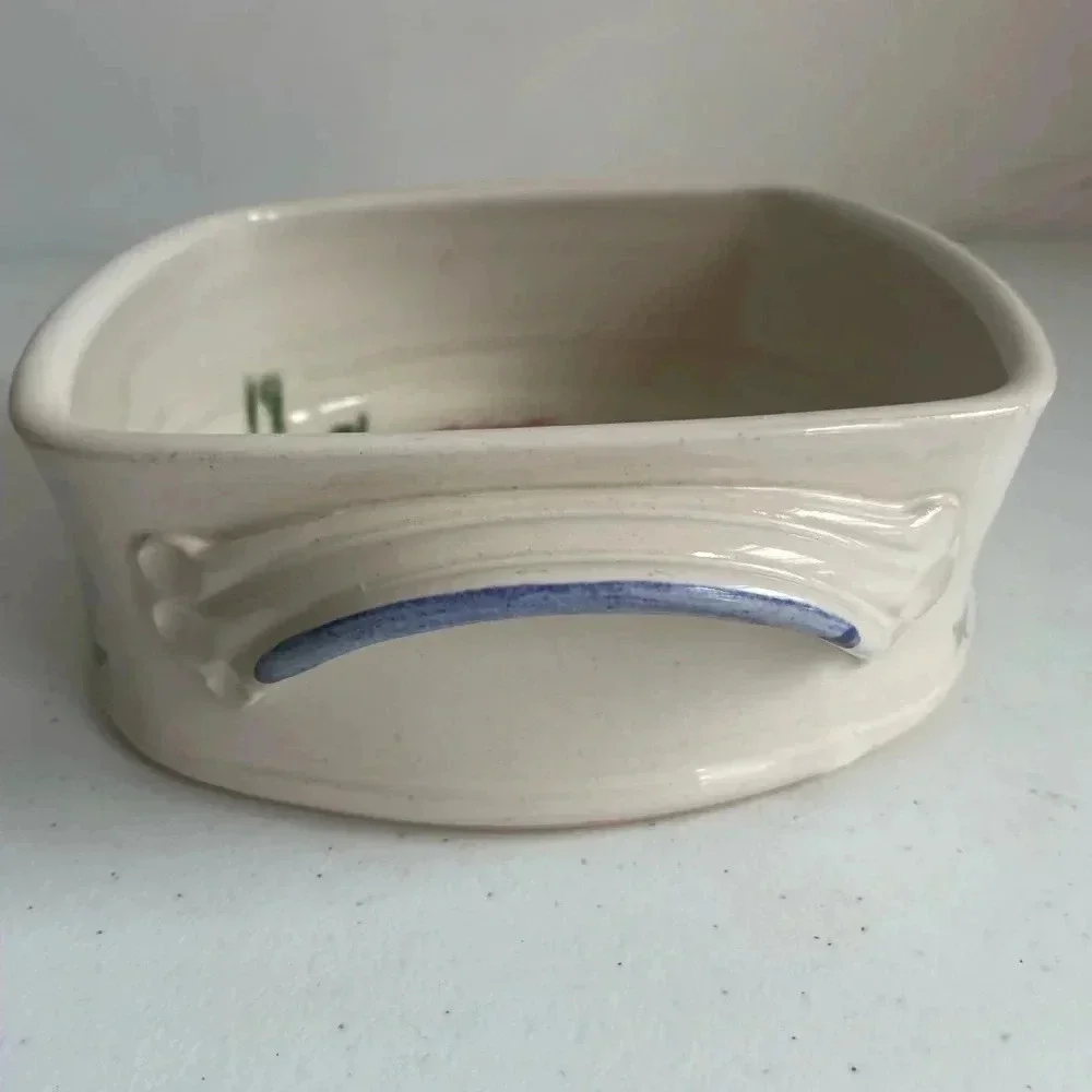 Mississippi Mud pottery Serving Dish Floral like new 7x7x3 Hand Thrown Alton, IL
